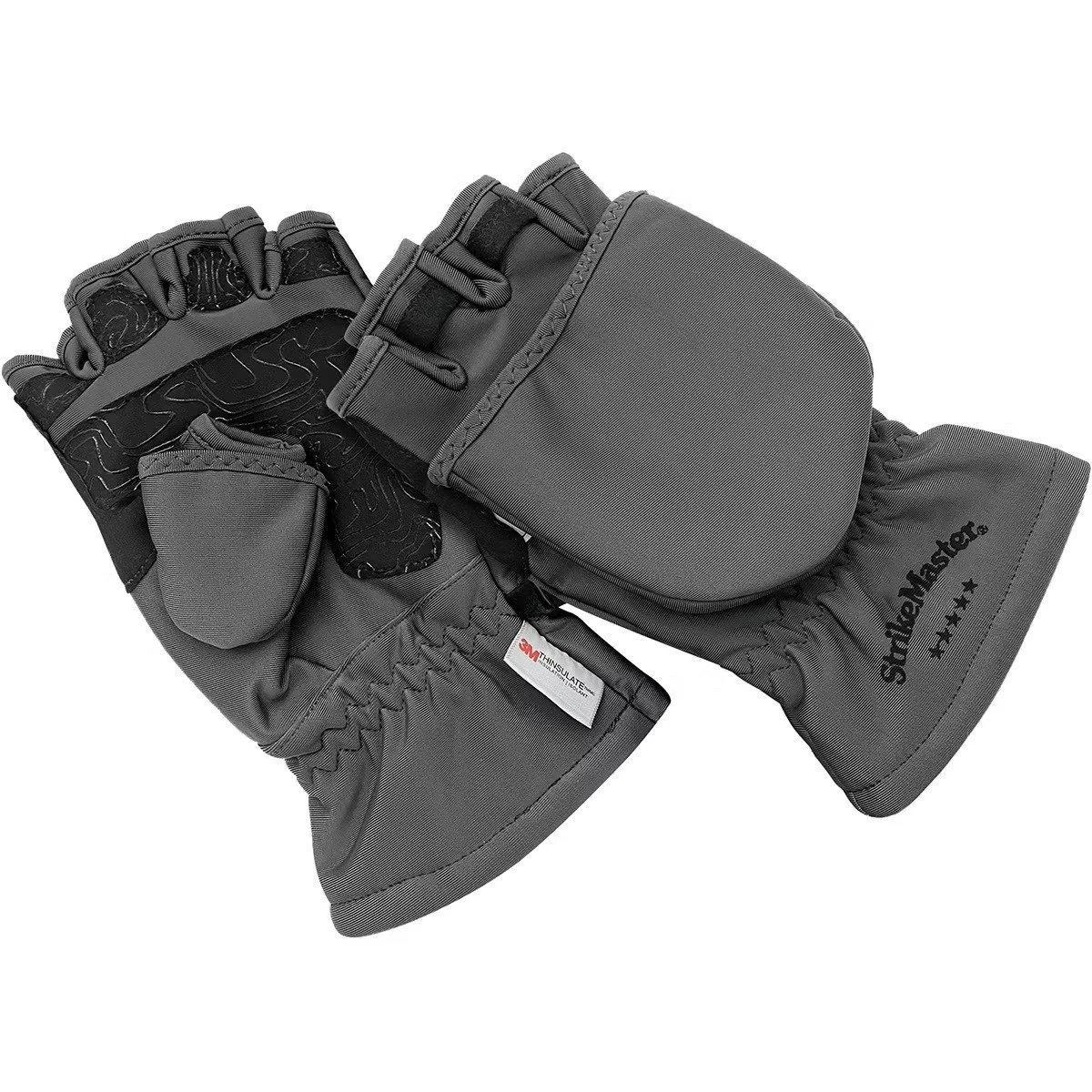 StrikeMaster Ice Auger Flip Mitt Mittens Cold Weather Fishing Gloves Grey Black