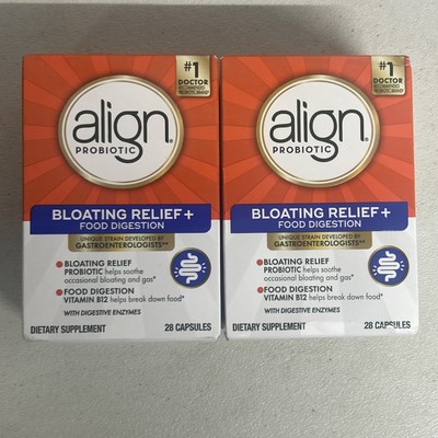 Align Probiotic Bloating and Gas Relief and Food Digestion -28 Caps 8/26- 2 Pack