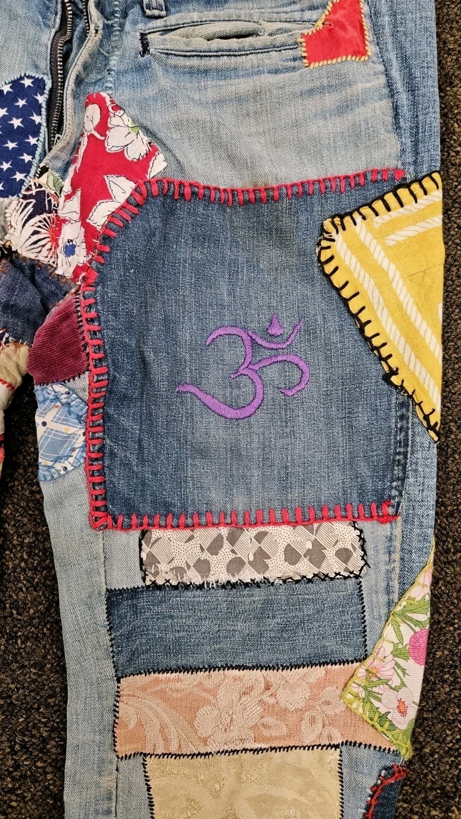 INSANE 70s Patchwork Crazy Quilt HippieJeans  Aut… - image 19