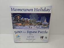 SunsOut Holiday Hometown 500 Piece Jigsaw Puzzle Christmas Winter - New Rare