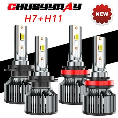 H11 H7 LED Headlight Bulbs Kit High Low Beam 50W 5000LM 6000K 4x