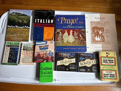Learning Italian Book and CD LOT Dictionary, Text Book, Speak Italian Phrases