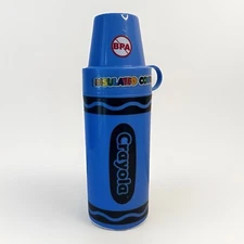Crayola Crayons Thermos Insulated Blue Plastic 11.5oz 2010