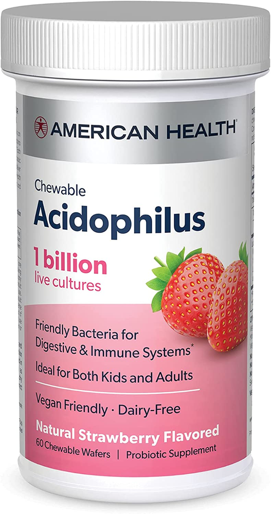 American Health Acidophilus Chewable Wafers, 1 Billion Live Cultures, 60 Count