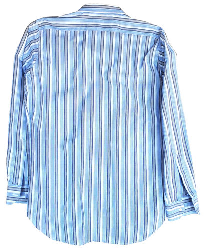 Etro Milano mens shirt Italy 41 US 16 / 48 Blue Gray White stripe 100% Cotton - Picture 4 of 10