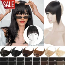 Thin Neat Air Bangs 100% REMY Human Hair Extensions Clip in Fringe Front Piece U