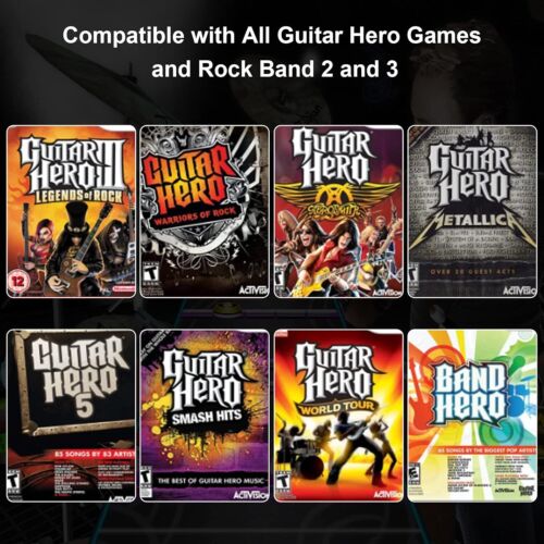 Black Wireless Guitar Controller for Nintendo Wii Guitar Hero Rock Band2 Games - Picture 9 of 9