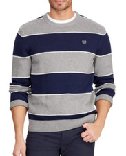 Mens Chaps Blue Gray Striped Sweater Pullover Crew Neck Classic Preppy Rugby XL