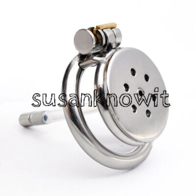 Flat Lockable Chastity Cage Tube Bondage Male Stainless Steel Chastity Device