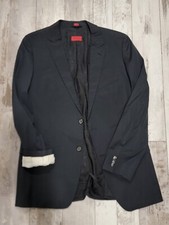 46L Men's Hugo Boss Striped Black Blazer Wool Blend Flex 2 Modern Sport Coat