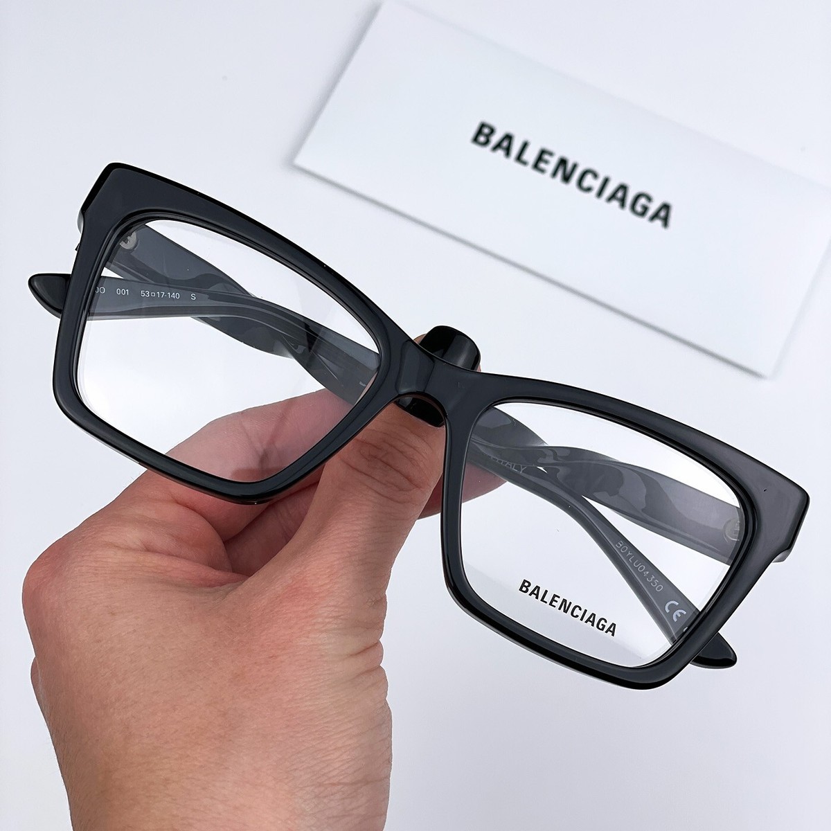 NEW Balenciaga BB0210O 001 Black Logo Cat Eye Women