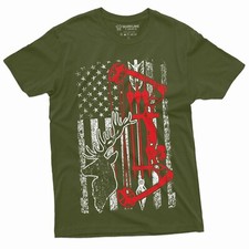 Men's Hunting crossbow T-shirt USA Flag Patriotic Deer Hunting Bow and arrows T