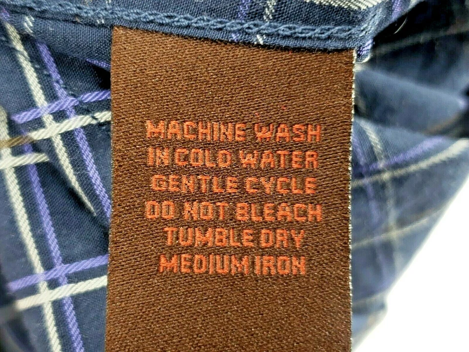 Camisa masculina Toscano tamanho XL manga longa botão azul/cinza/roxo/marrom quadriculada - Imagem 4 de 4