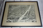Antique Framed 1869 Geneva, Illinois, Kane Co. 17 x 13.25 Birdseye View Map