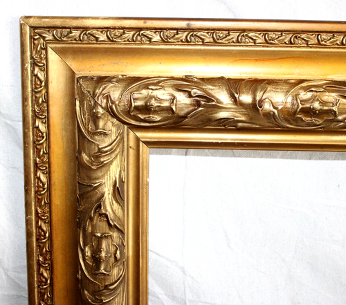 ANTIQUE FITS 15 X 25 ORNATE WOOD PICTURE FRAME FINE ART VICTORIAN GOLD GILT DEEP