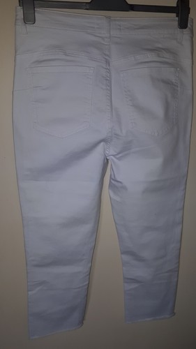 Ladies 16 ice white stretch cotton mix raw hem long crop/ankle grazer jeans - Picture 8 of 8