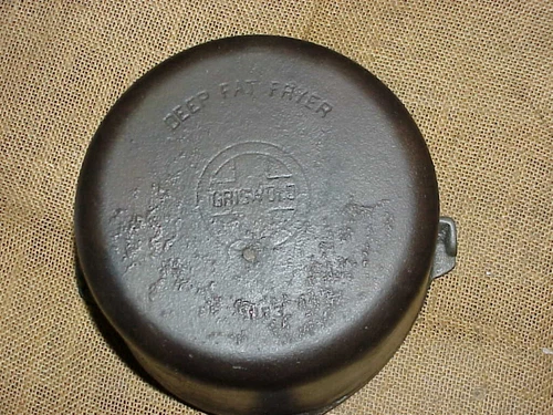 Vtg Griswold Cast Iron Deep Fat Fryer 1003 Small Block Logo