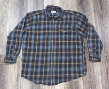 Carhartt Mens Sz XL X Large Long Sleeve Button Shirt Dress Plaid Work Blue Brown