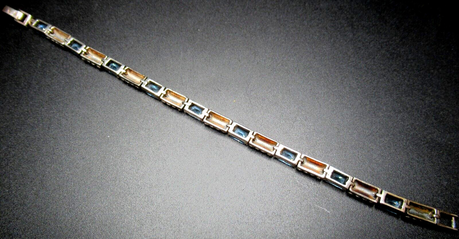 Sterling Silver 925 Blue Rectangular Stone & Marc… - image 4