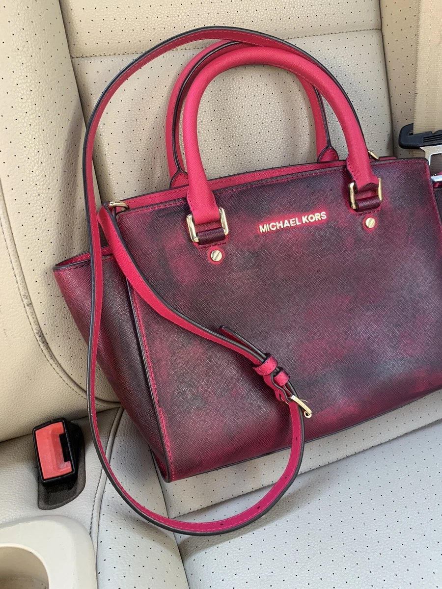 Michael Kors selma large pink painted hand bag crossbody
