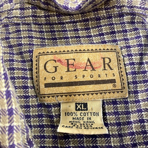 Gear For Sports Button-Up Shirt Men's Size XL Tan Purple Long Sleeve Gingham - Picture 3 of 7