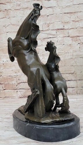 Caballo Poni Adulto y Bebé Doble Crianza Caballos Bronce Estatua Escultura Decoración - Imagen 5 de 10
