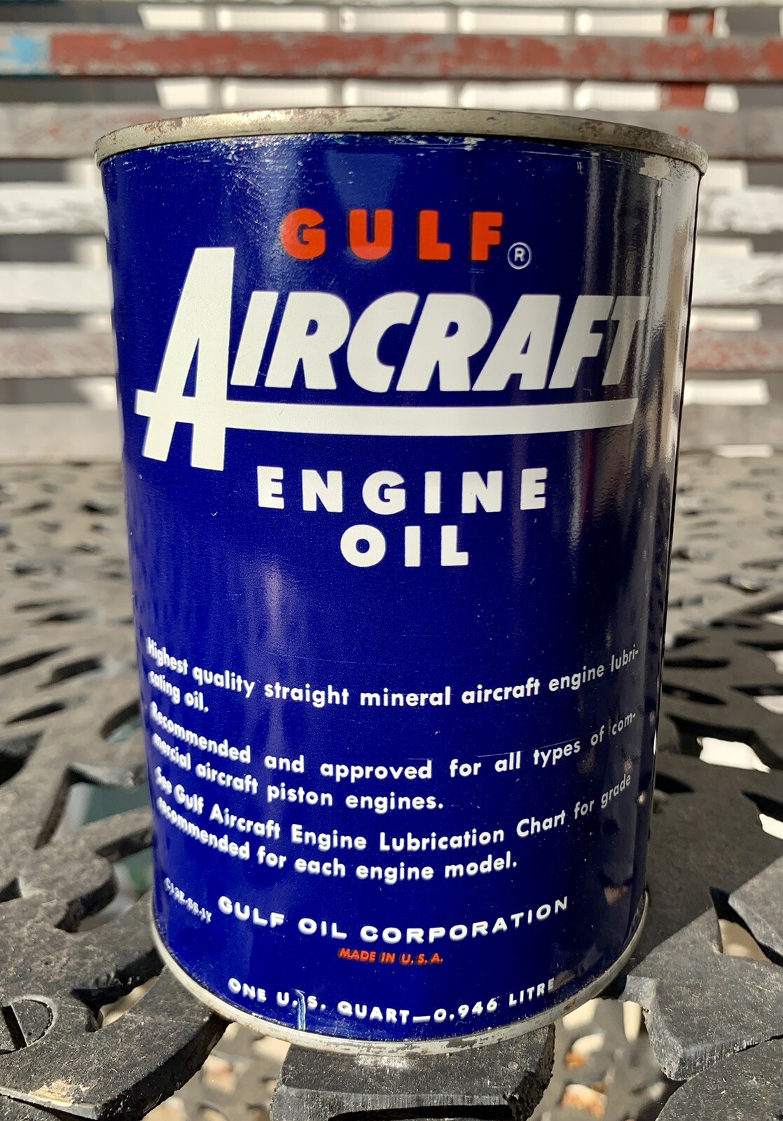 Vintage Gulf Aviation Products Aircraft Engine Oil Metal Quart Can Unopened NOS eBay