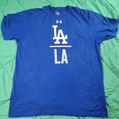 Under Armour Los Angeles Dodgers Mens XL Blue Shirt Short Sleeve Baseball 