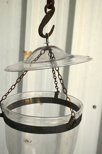 Antique Colonial Bell Jar Hundi Lantern Belgian Lamps Pendent Light Suspendu "84 - Picture 3 of 7