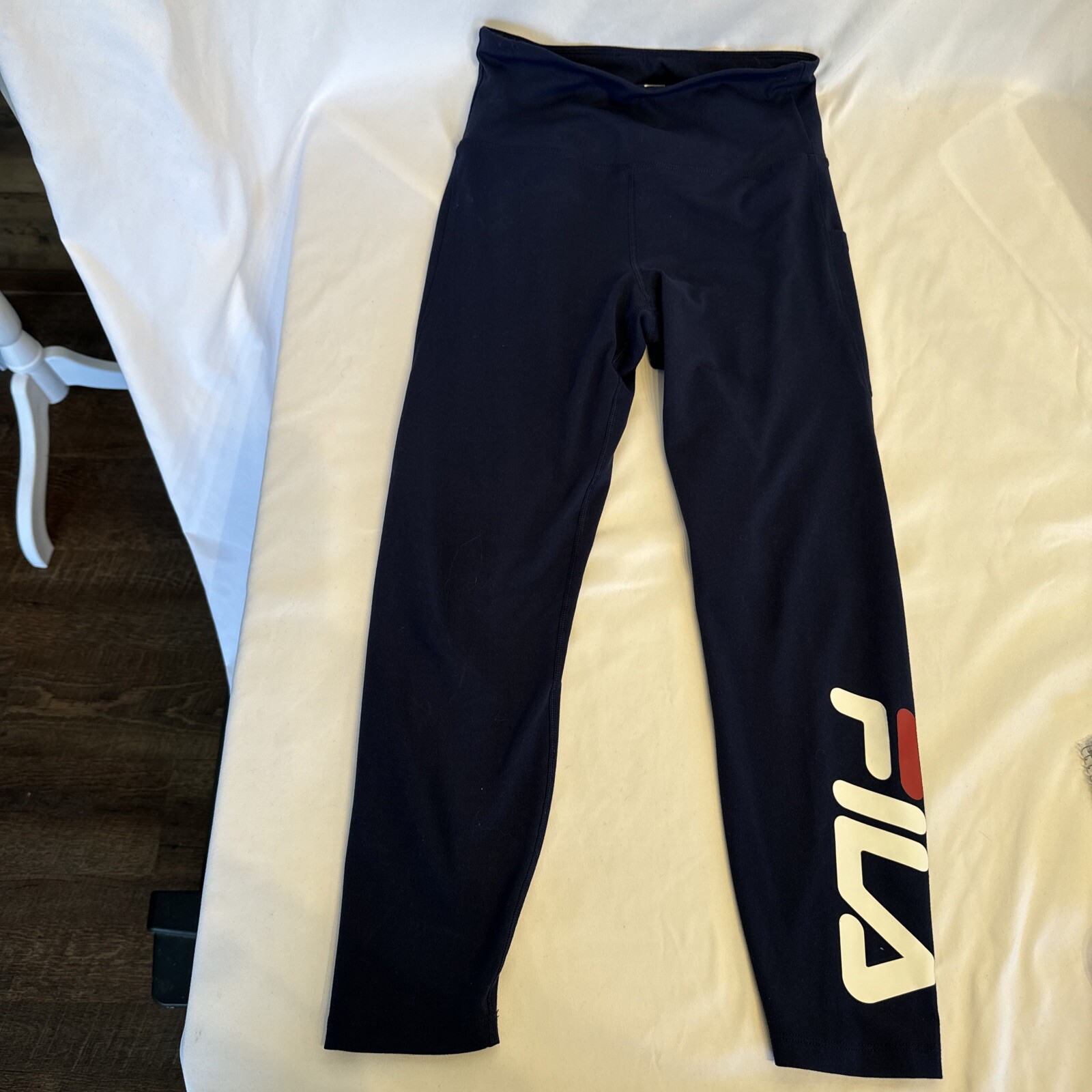 FILA Leggings Blu Esercizio Attivo Logo Capris Taglia S Donna 24x24