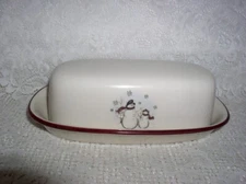 Royal Seasons Snowmen Stoneware Butter Covered Dish Plate