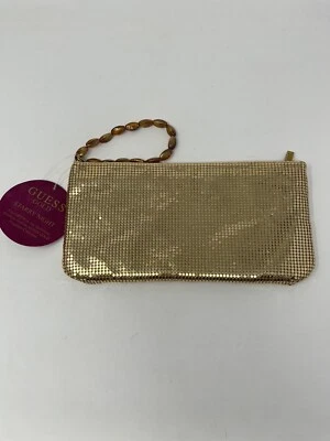 Bolso sin asas Guess dorado noche estrellada bolsa con cremallera muñeca lentejuelas metálicas NUEVO con etiquetas - Imagen 1 de 4