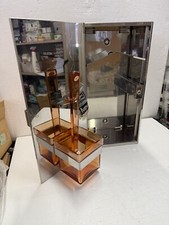 MOBILE CON INTEGRATO PORTA SCOPINO  IN ACCIAIO E CRISTALLO ANNI 70 MARCA LUPI