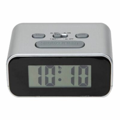 Digitaler Wecker mit LED Leuchten silberfarben 5130 WM WIDDOP  Digitaluhr