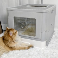 Groß Katzentoilette Edelstahl Mit Deckel Xxl Litter Box Katzenklo 54.7X40X36Cm