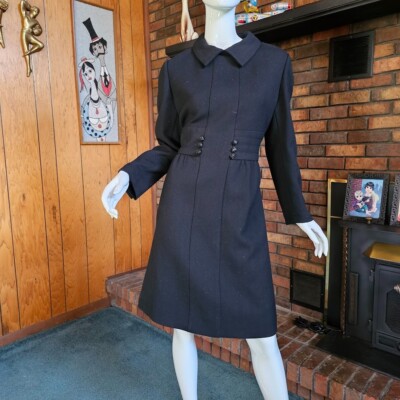 Vtg 60s Mod Space Age Formal Cocktail Mini Structured Youthquake Coat Dress M/L
