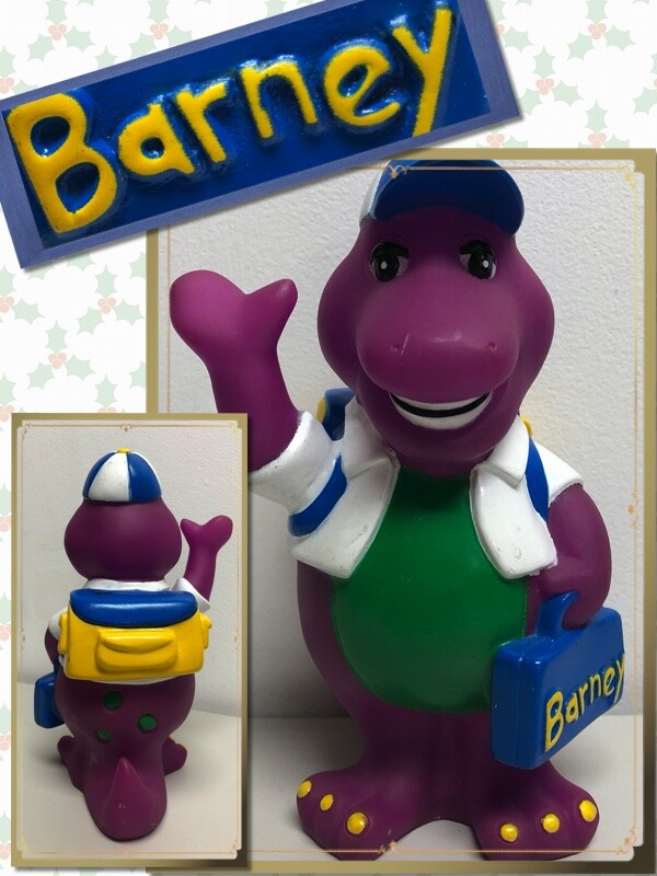 Barney the Purple Dinosaur VINTAGE BANK Plastic Lunch Box 1992 