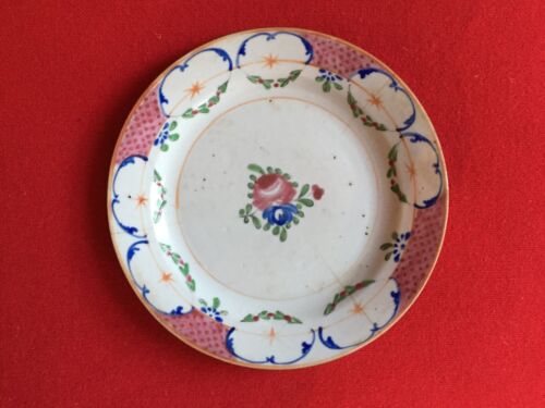 Piatto antico in porcellana cinese esportazione 18 ° secolo famiglia rosa mercato francese - Foto 1 di 12
