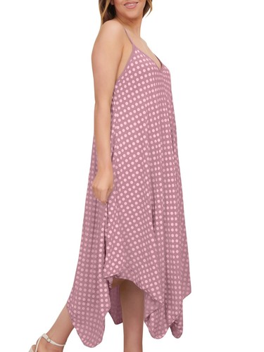 Maxi vestido de verano italiano con tirantes estampado de playa con cuello en V sin mangas para mujer - Imagen 83 de 253