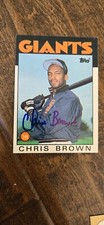 1986 TOPPS SIGNED AUTO CARD CHRIS BROWN SAN FRANCISCO GIANTS PADRES TIGERS # 383
