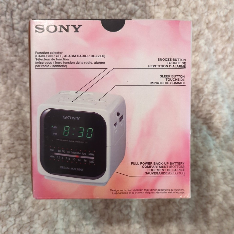 Sony Dream Machine Cube Alarm Clock AM/FM Radio Model ICFC122 Green LED WORKS eBay