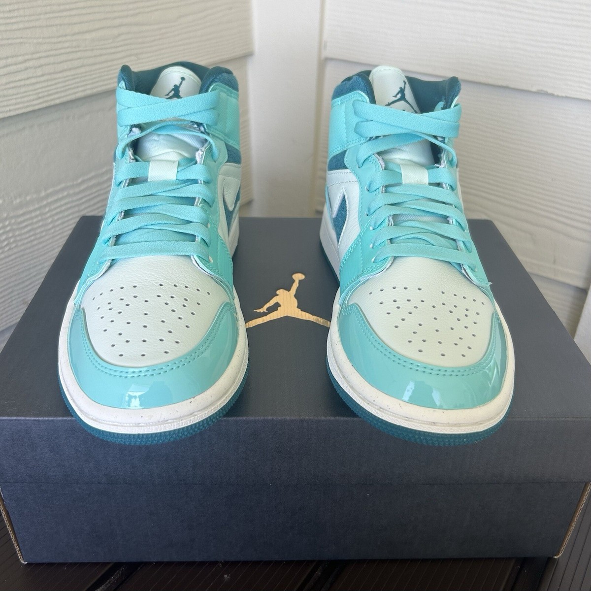 SIZE 5.5 - AIR JORDAN 1 SE MID BLEACHED TURQUOISE W | eBay