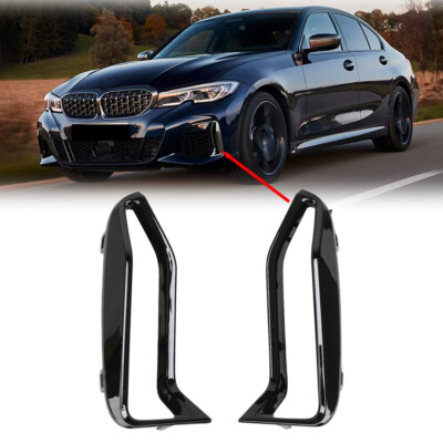 2pcs For 20-22 BMW 3' G20 G21 M340i Front Bumper Side Grill Black