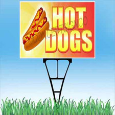18"x24" HOT DOGS Outdoor Yard Sign  Stake Sidewalk Lawn Chili Beef Foot Long