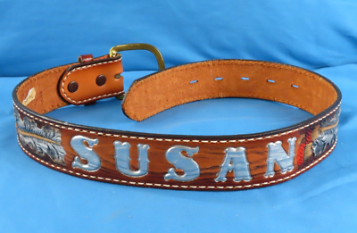 Tony Lama Hand Tooled Leather Belt SUSAN‎ Custom Made in USA TONY LAMA Tooled Leather Belt NAME  main image 3