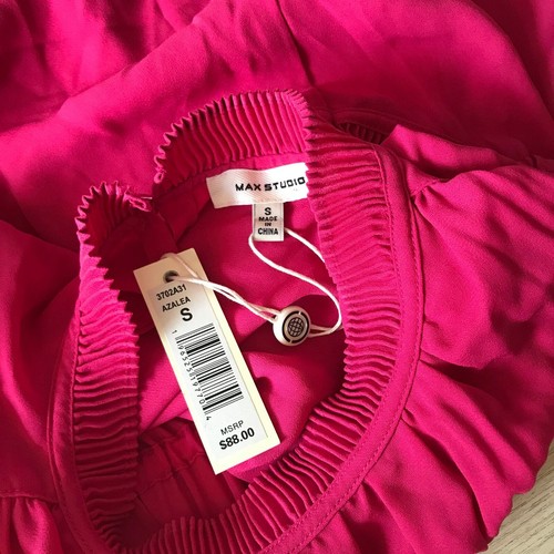 Max Studio Blouse Womens Small Pink Tank Top Pleated Flowy Career Church Classic - Picture 8 of 10