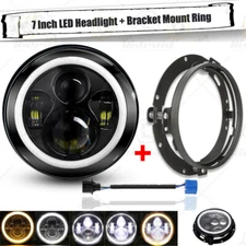 7" inch LED Headlight DRL + Bracket Mounting Ring For Harley Street Glide FLHX