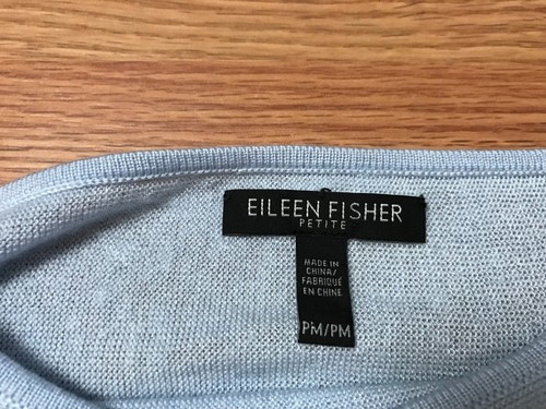 Eileen Fisher Sweater Womens PM Blue Boat Neck Lightweight Asymmetrical Hem - Foto 5 di 11