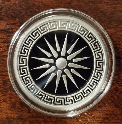 2023 Silver Shield Sacred Shield Greek Key Proof Round Sacred Geometry 23