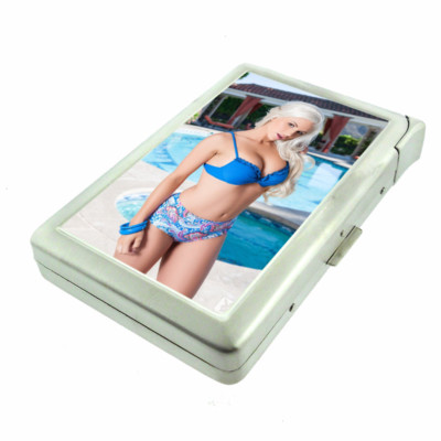 Minnesota Pin Up Girls D12 Cigarette Case with Built in Lighter Metal Wallet 
